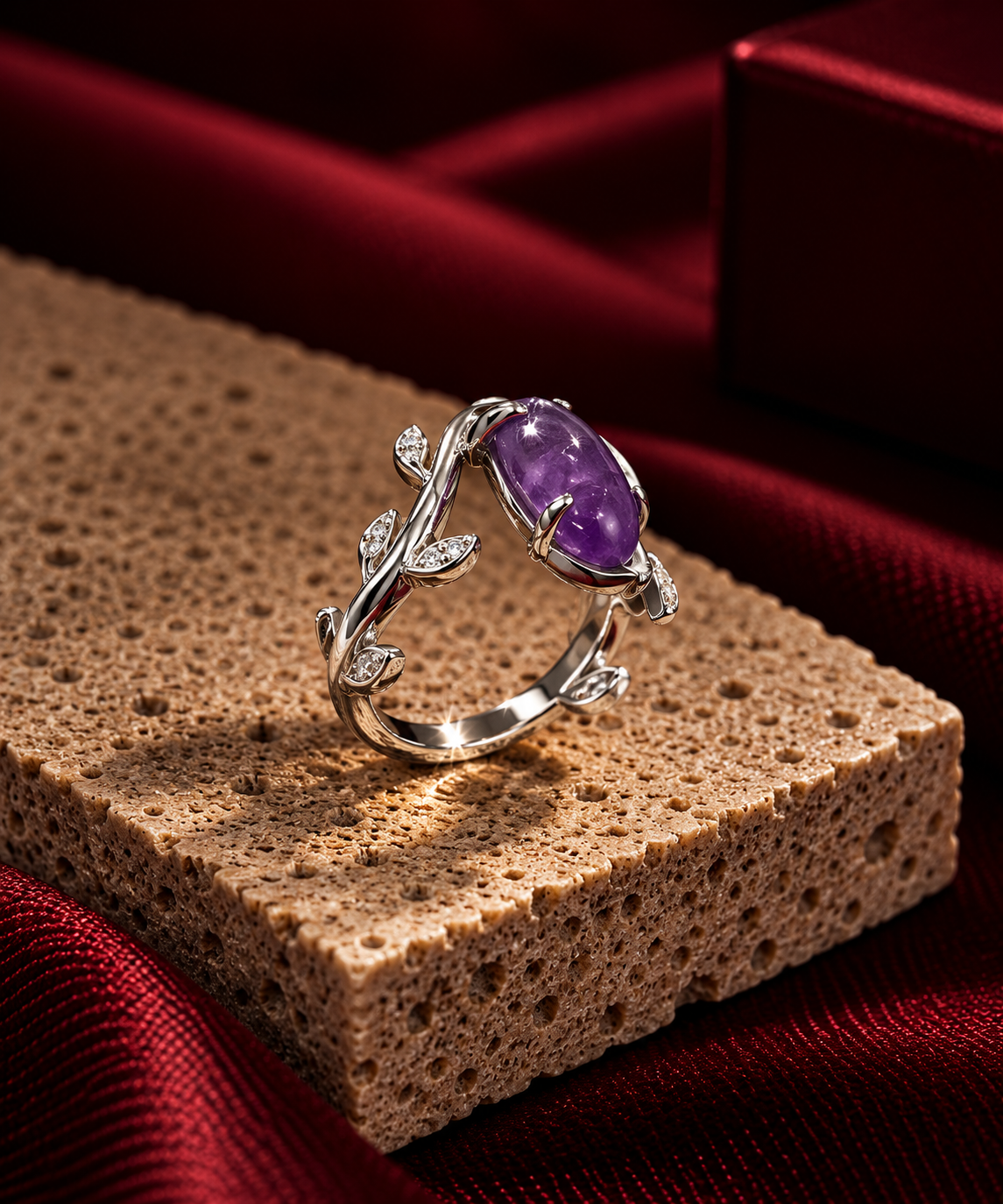 Custom silver ring with amethyst