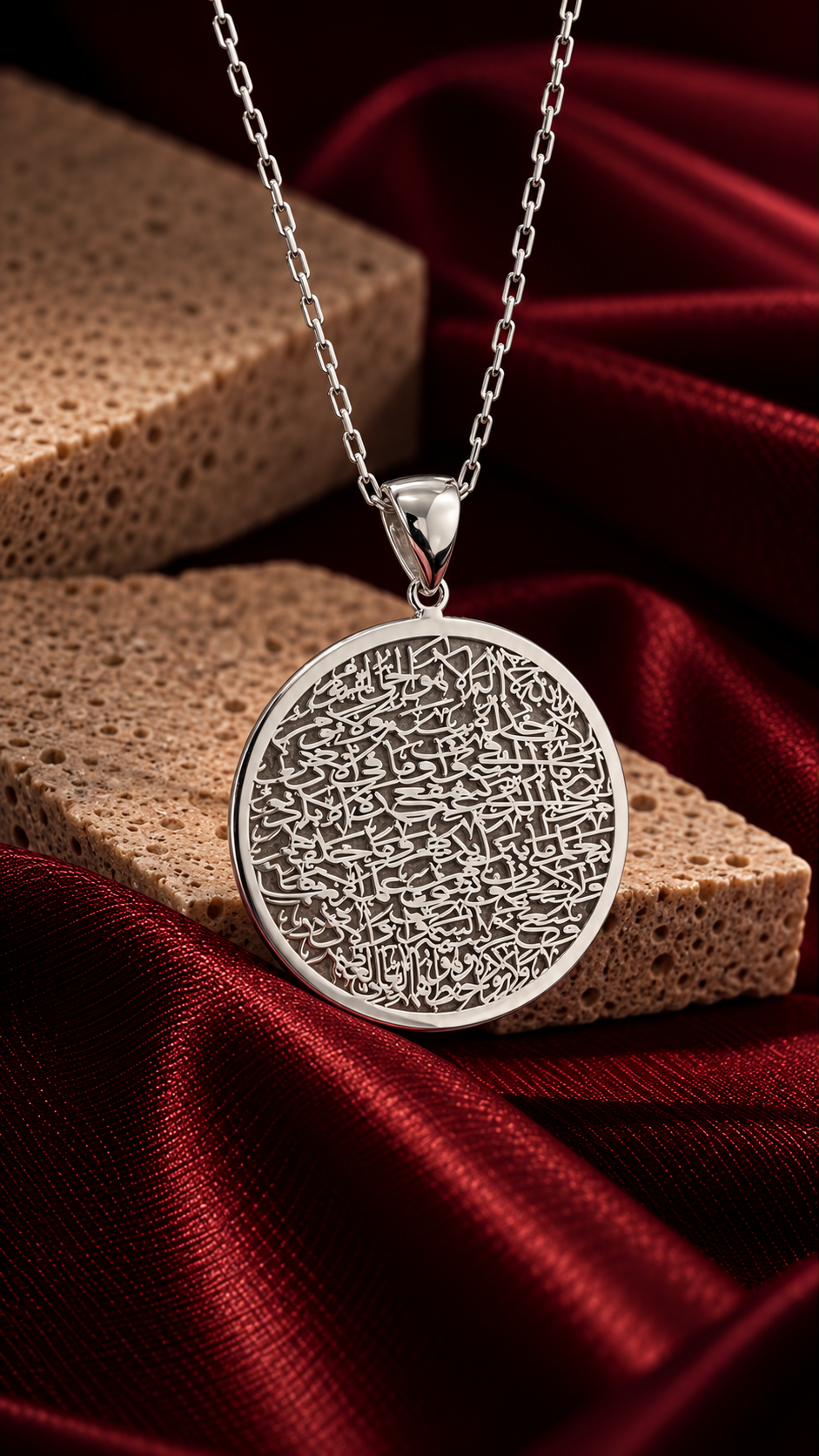 Custom silver men pendant with Ayat Al-Kursi