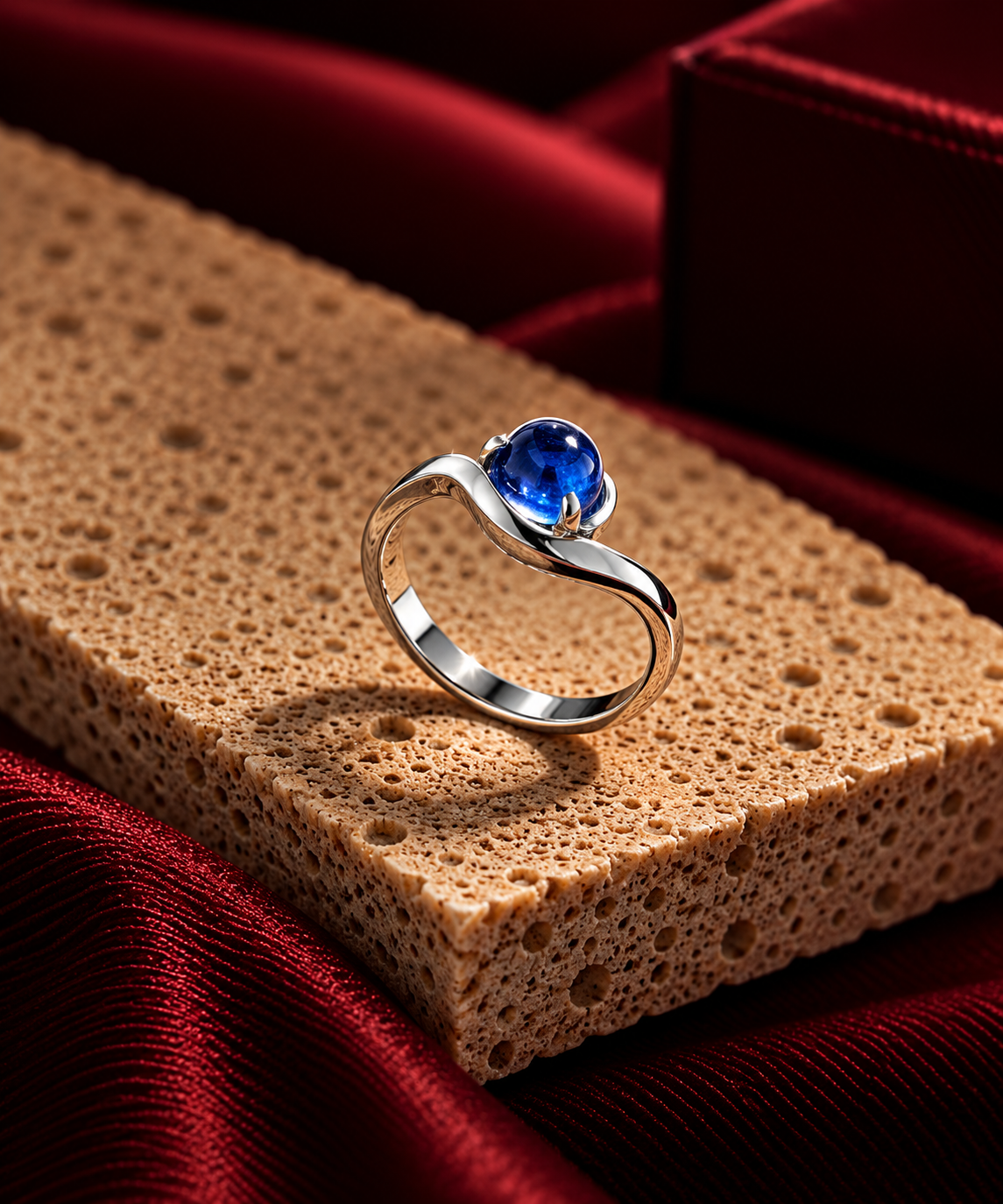 Custom silver ring with sapphire